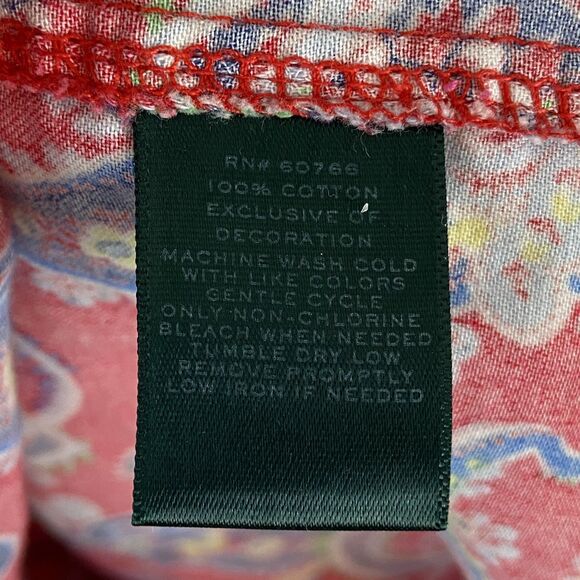 Lauren Ralph Lauren Pajama Sleep Shirt Women's XL Red Paisley Monogram Cotton - Picture 6 of 7